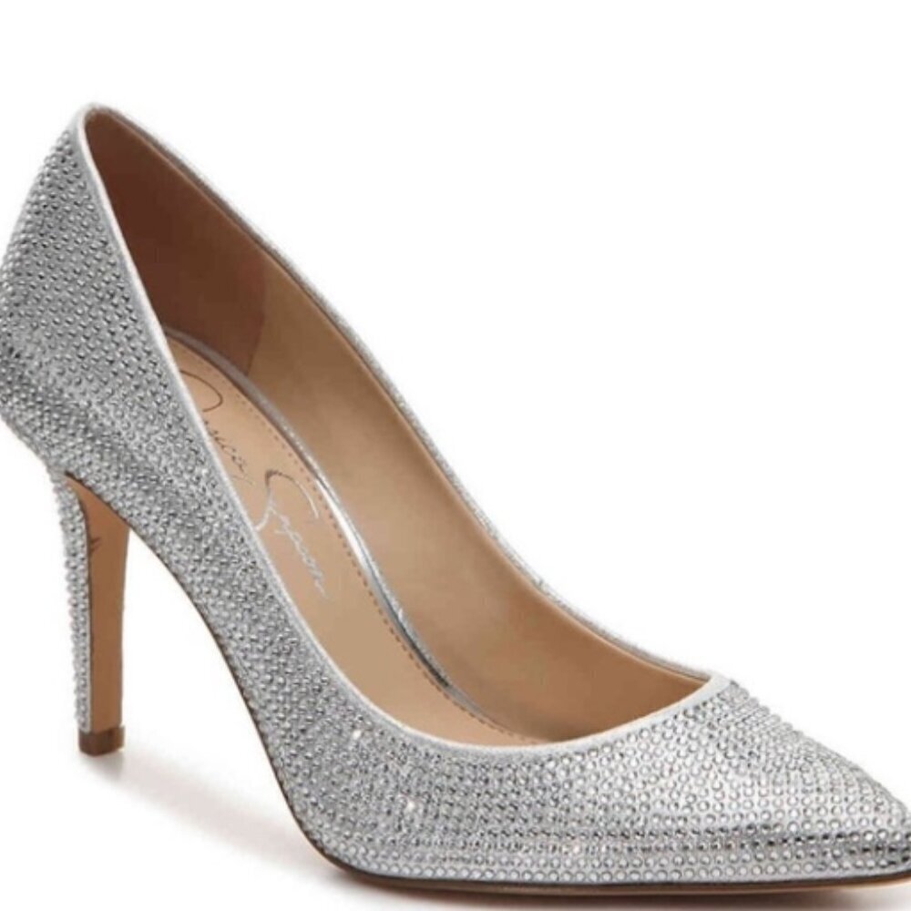 Jessica Simpson silver rhinestone pumps Size 9
